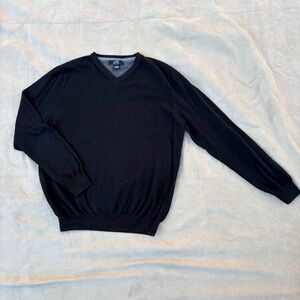 Foxcroft 10% cashmere Men's Black V-Neck Sweater - L